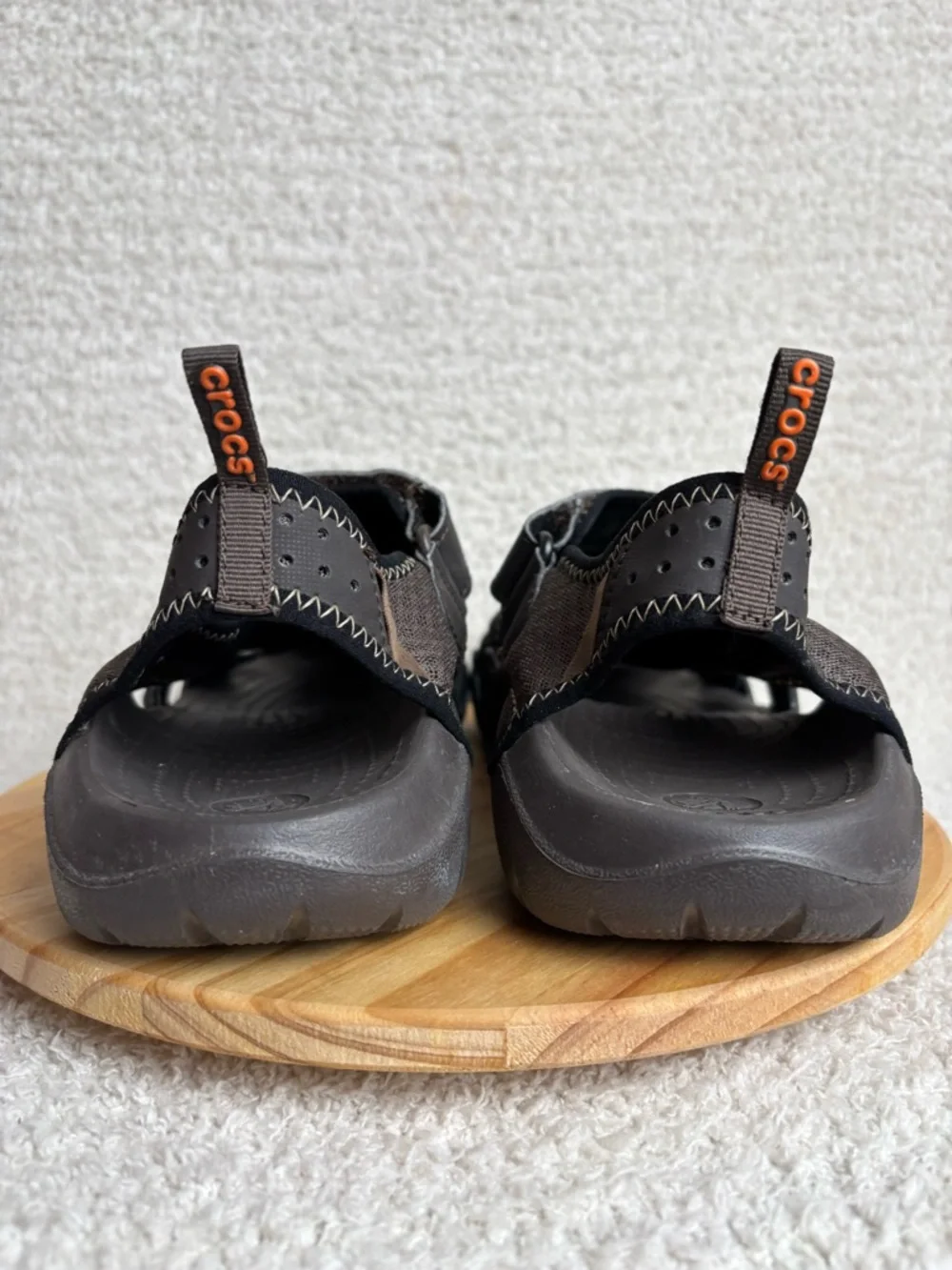 Crocs Sandals Mens 10 Brown Swiftwater Mesh Fisherman Deck Hiking Water Shoe